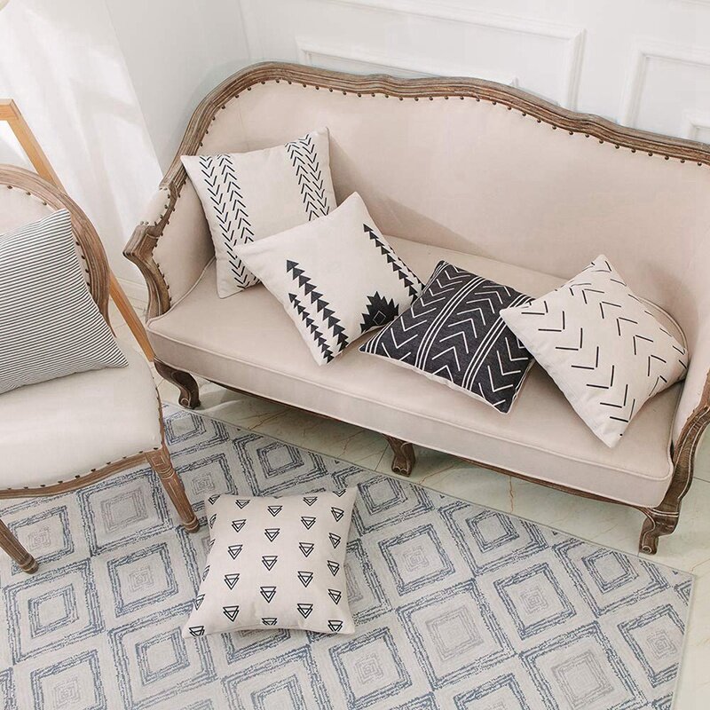 Geometric Pillow Case - Set Of 12 - Decorative Cotton Sofa Square Cushion Cushion Cover, 45 X 45 Cm
