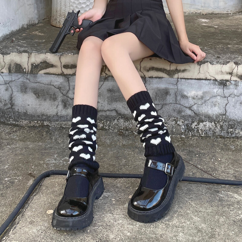 Lolita Leg Warmers Women's Long Socks Knitted Warm Foot Cover White Arm Warmer Ladies Autumn Winter Crochet Socks Boot Cuffs