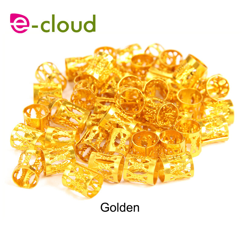 100 Stuks Gold Metal Tube Ring Dreadlock Kralen Voor Vlechten Haar Kralen Voor Dreadlocks Verstelbare Haar Vlecht Manchet Clips