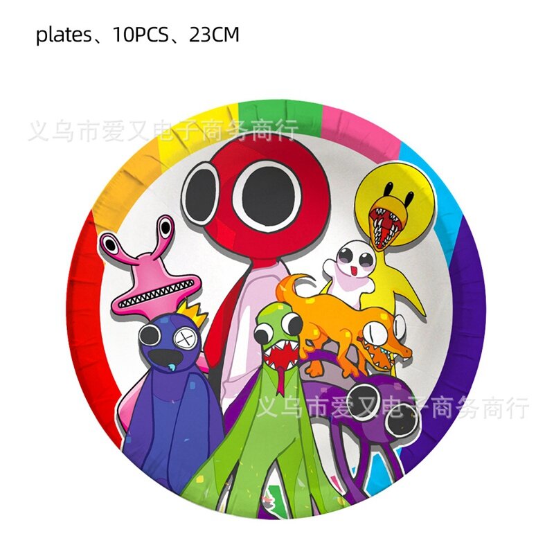 Rainbow Friends Birthday Party Decoration Tableware Paper Cup Plate Tablecloth Set For Kids Baby Shower Halloween Decor Supplies