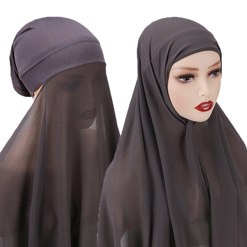 بلون الشيفون الحجاب مع غطاء محرك السيارة تحت وشاح تصميم جديد الشيفون الحجاب وشاح المرأة المسلمة الحجاب قبعات السيدات الأوشحة مسلم