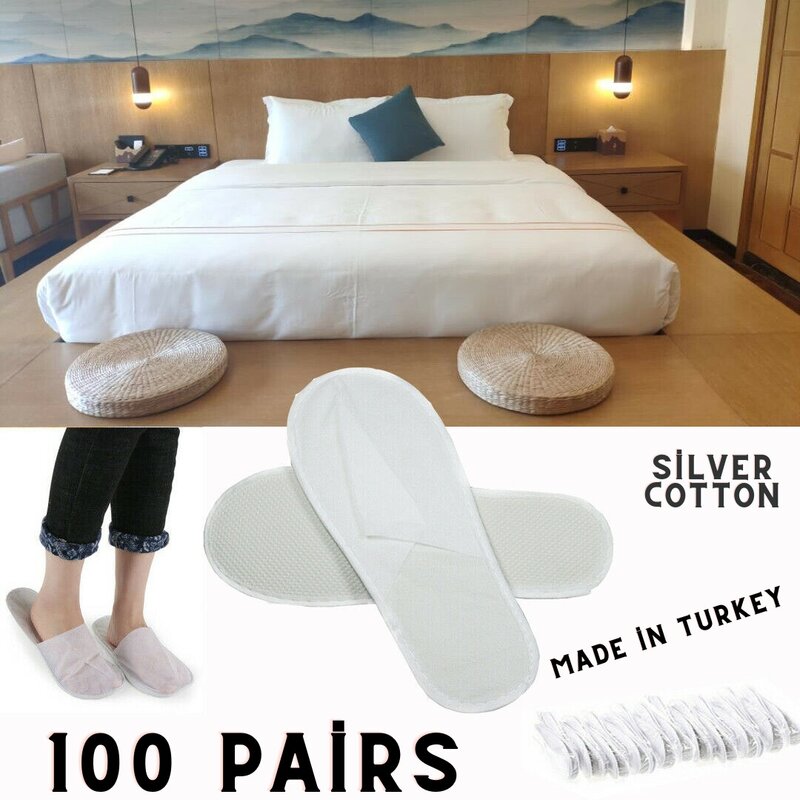 200 Pcs - (whosale) Disposable Slippers,100 Pairs Closed Toe Disposable Slippers Fit for Men and Women for Hotel, spa Guest