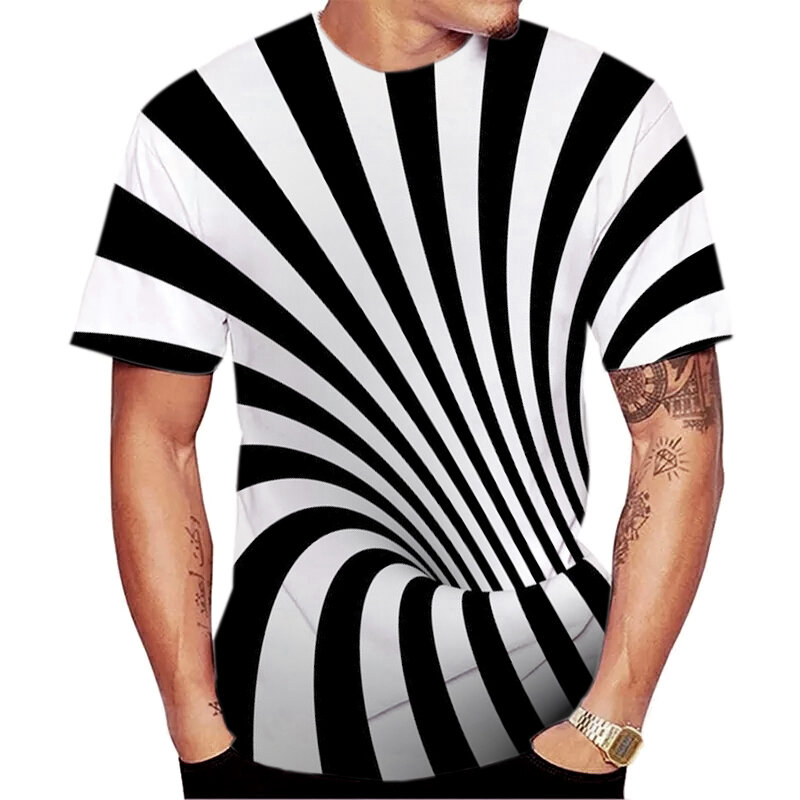 3DメンズTシャツ,色とりどりの回転色が変化するメンズTシャツ,特大の半袖Tシャツ