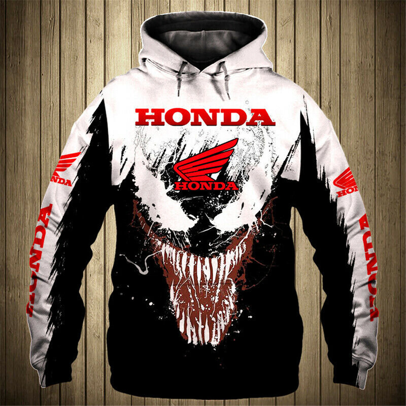 2021 New Honda Car Wing Hoodie 3D Printing Sweatshirt Men's Sportswear Hip Hop Casual Jacket Motorcycle Oversized Red Hoodie