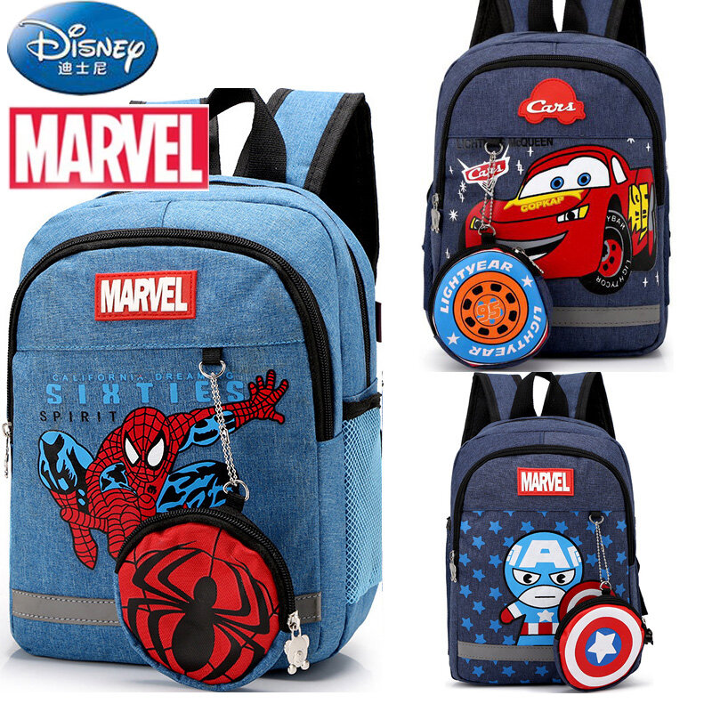 Disney 2022 Baru Captain America Spiderman Pola Tas Sekolah TK Lucu Ransel Anak Laki-laki Tas Sekolah Tas Sekolah Anak-anak