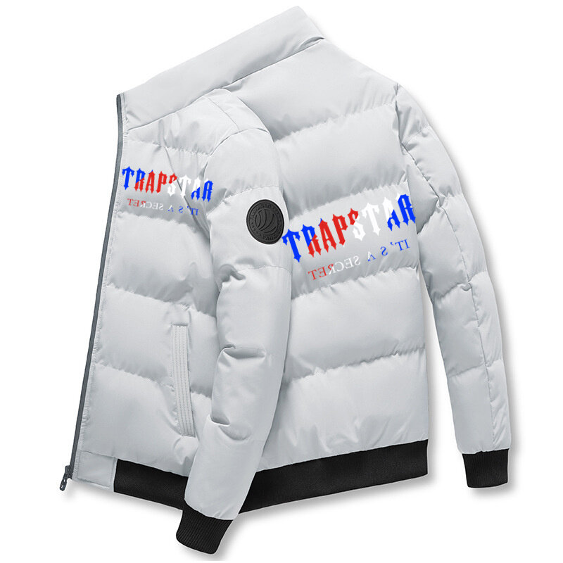 2022 TRAPSTAR Channel Autumn Winter Men's Ethnic Zip-Up Jacket Casual Bomber Jacket Scarf Collar Fashion Slim Coat