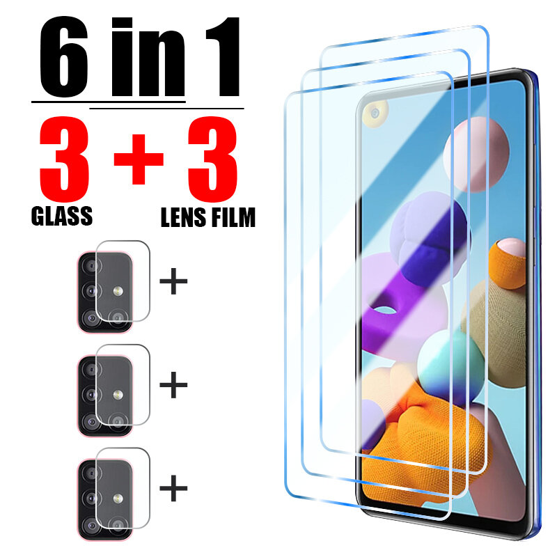 6in1 Tempered Glass For Samsung Galaxy S22 A13 A51 A71 A52 5G A72 Lens Protector for Samsung  A53 A23 A21 A12 A20e A40 A30 glass