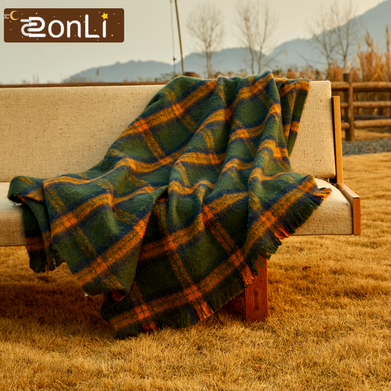 ZonLi ลายสก๊อต Nordic ผ้าห่มโยน Retro Retro ฤดูร้อนโซฟาผ้าห่มผ้าคลุมไหล่ผ้าปูที่นอน Tapestry Outdoor Picnic Travel Home Decor
