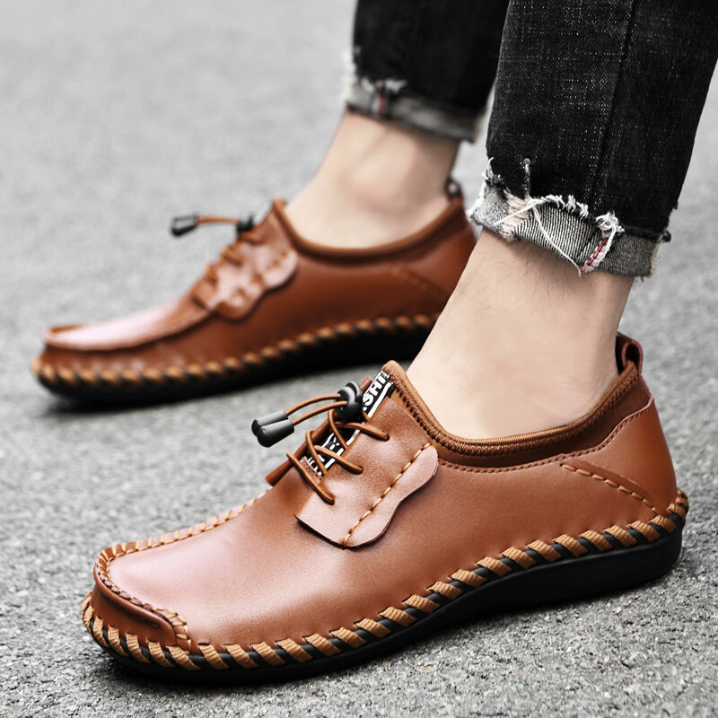 2022 nowych mężczyzna obuwie moda wysokiej jakości skórzane buty do jazdy samochodem klasyczne wygodne ręcznie na buty męskie na płaskiej podeszwie Big Size 47