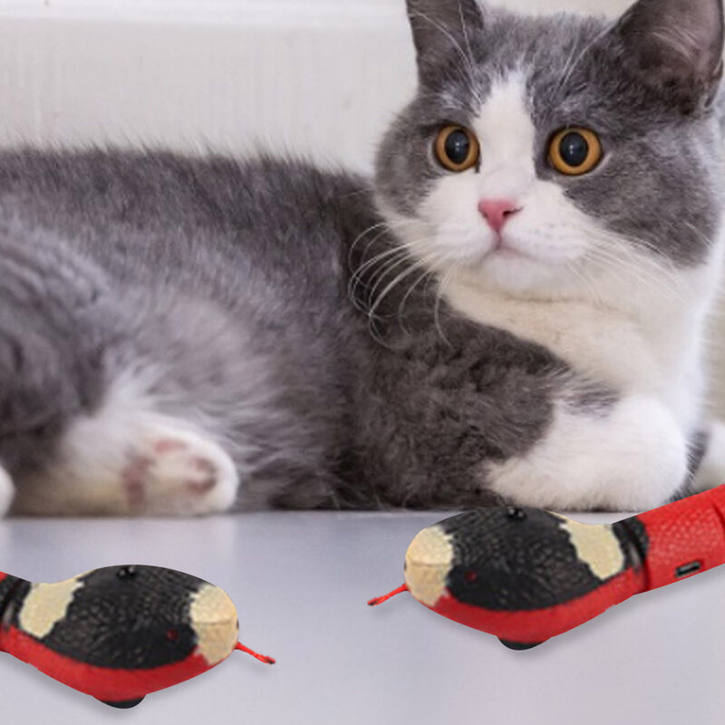 Brinquedo do animal de estimação elétrico inteligente sensing cobra brinquedo gato brinquedos interativos presente inteligente gag para crianças carregamento usb acessórios do gato para cães de estimação