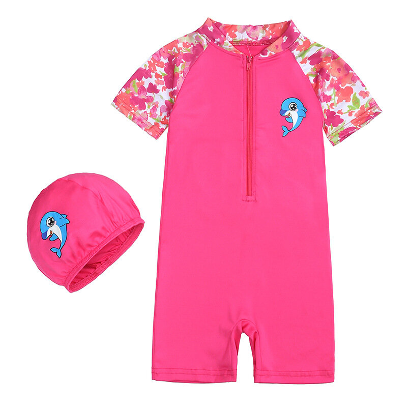 2022 Boy Girl Swimwear Bikini Toddler 2PCS Short Sleeve Patchwork Swimsuit Children Clothes Sets Babys' Tankini Summer Beachwear