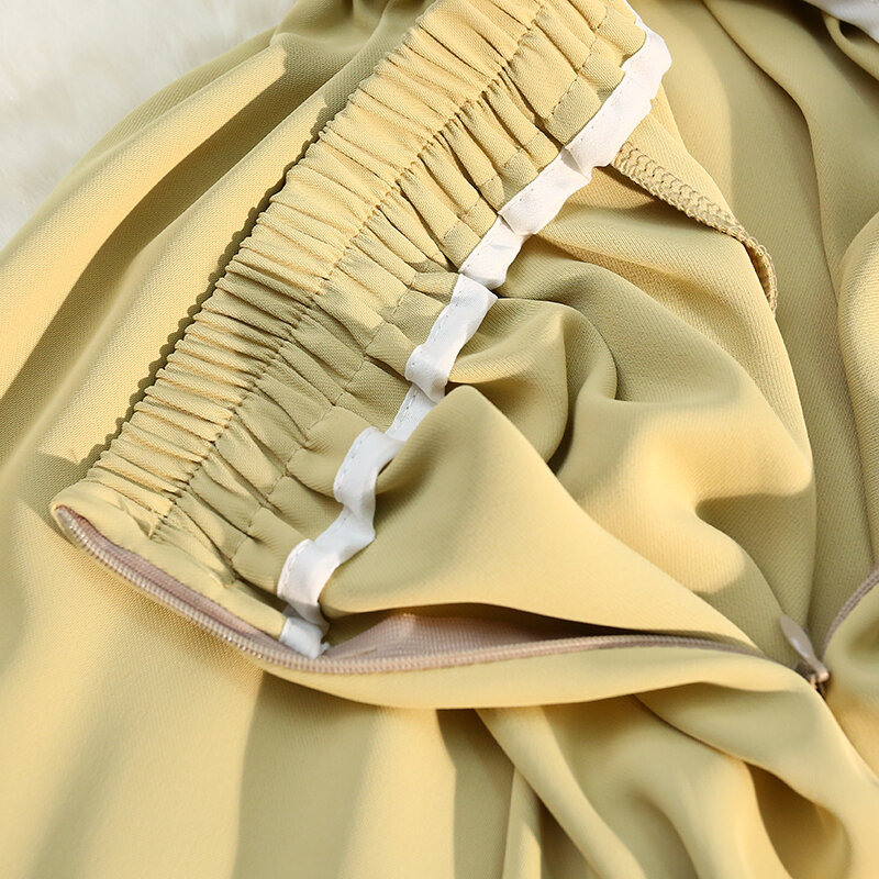 تنورة نسائية واسعة وواسعة ذات خصر عالي تنورة نسائية على الطراز الكوري تنورة بيضاء ميدي ملابس نسائية تنورات طويلة لصيف 2022