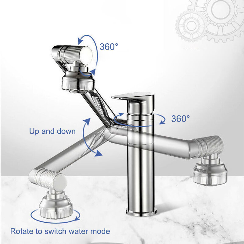 Swivel torneira da pia do banheiro mixer deck montado água quente e fria da cabeça de chuveiro aeradores encanamento tapware para acessórios do banheiro