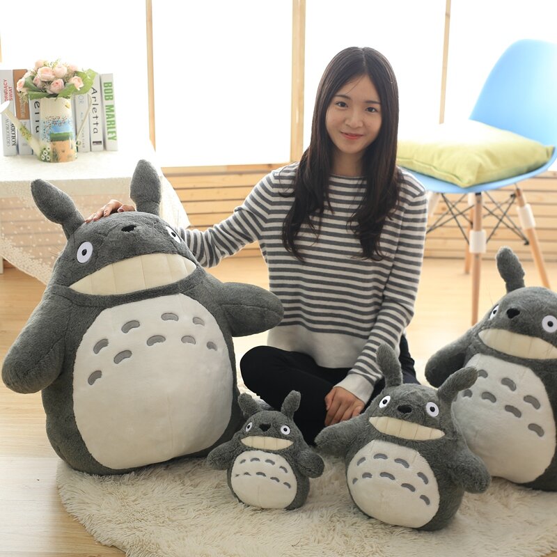 Totoro-muñeco de peluche de Totoro para niños, juguete de felpa de gato, figura de Anime japonés, Totoro, hoja de loto, juguetes para niños, regalo de cumpleaños, Navidad y Halloween