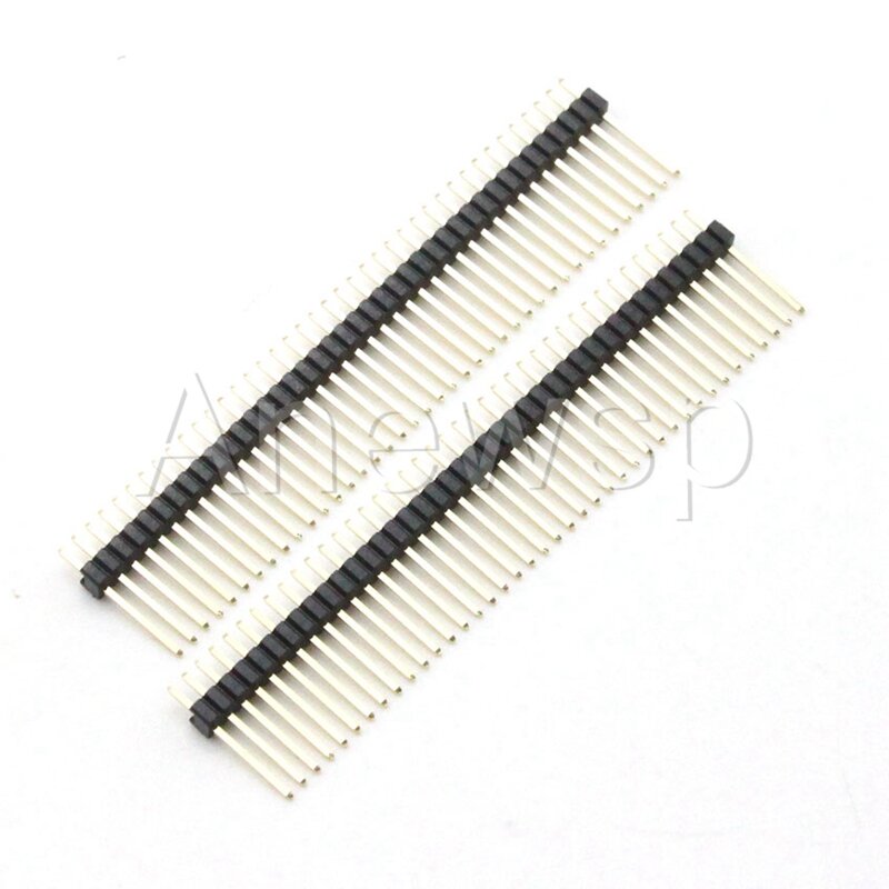 10PCS 1.27mm spacing single row Pin Header Connector Row Male 1*40P needle length 11mm gold plated