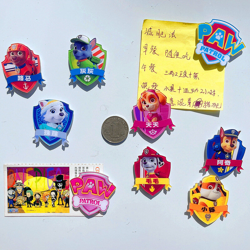 Paw Patrol Anime Figure Magnetic Fridge Stickers Marshall Skye Chase Rocky Everest Cards Children Toys Birthday Gifts