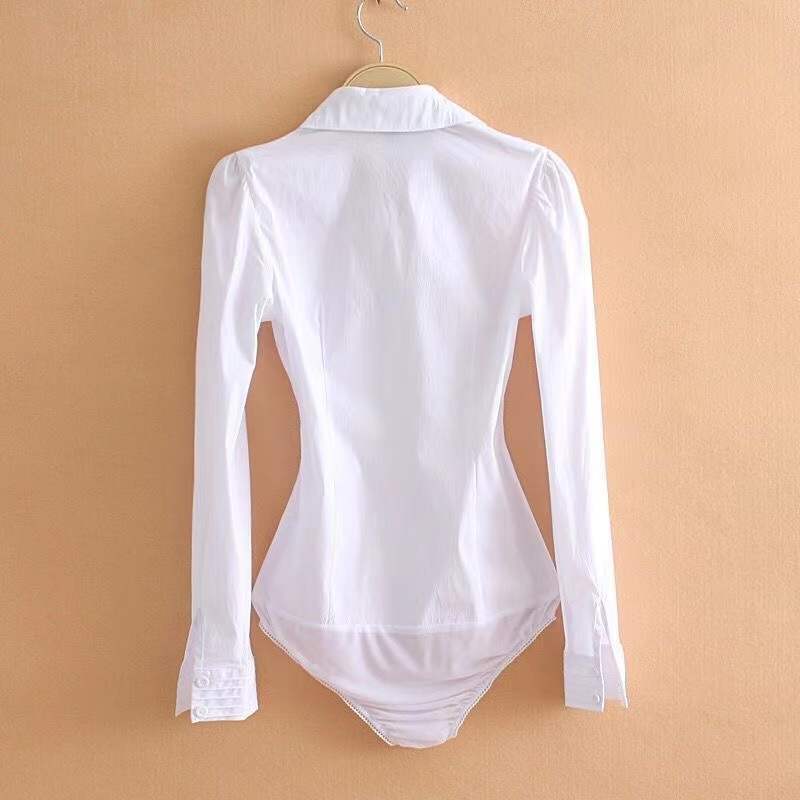 2022 New Elegant Bodysuits For Women Office White Blouses Long Sleeved Shirt Spring Fashion Casual Solid Tops Female Clothing