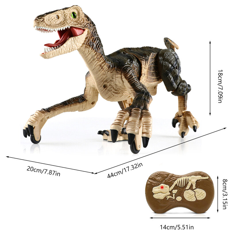 Dinosaurio de juguete teledirigido de 2,4G para niños, juguete de simulación de dinosaurio teledirigido con sonido de iluminación, regalo de Navidad