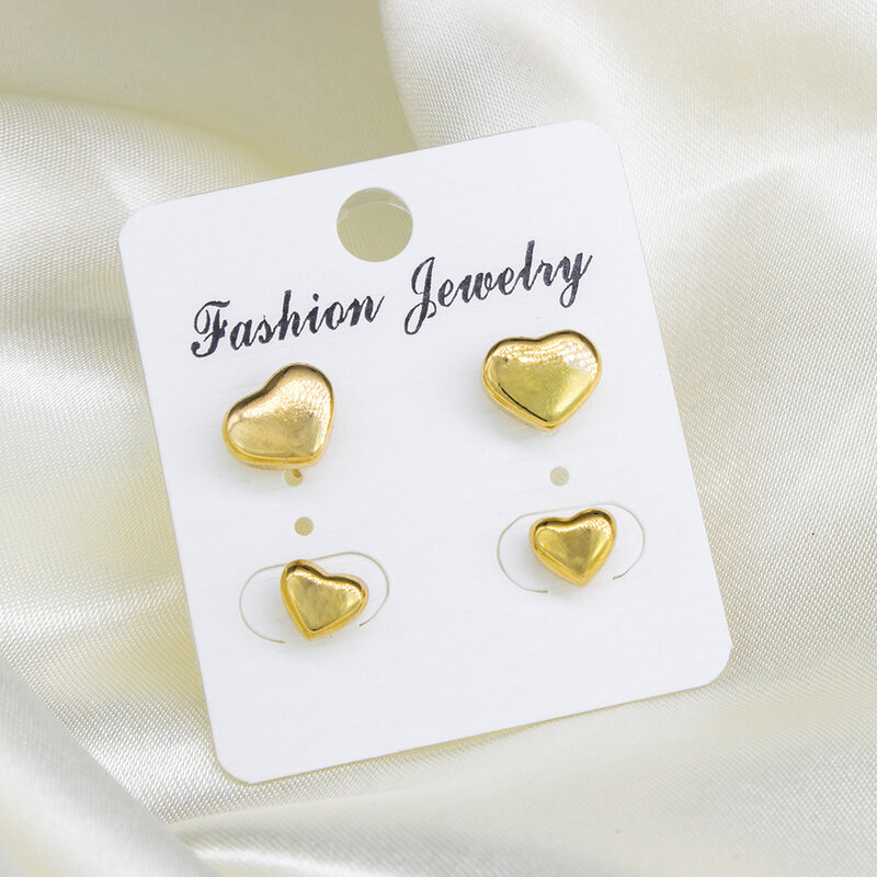 Простые и милые золотые серьги-гвоздики в форме сердца из нержавеющей стали для женщин аксессуары для корейских модных ювелирных изделий д...