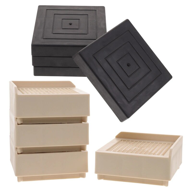 Alfombrilla para sofá cama de 4 piezas, elevadores de bloques de escritorio, patas de sofá, mesas y sillas de 8,5x8,5 cm, muebles de goma suave Beige