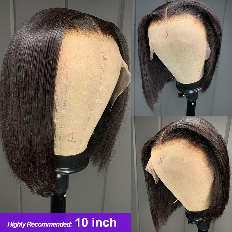 Gefily krótki Bob proste włosy koronkowa peruka HD 13x4 peruki typu Lace front brazylijska moda 100% wysokiej jakości ludzkie włosy dla czarnych kobiet