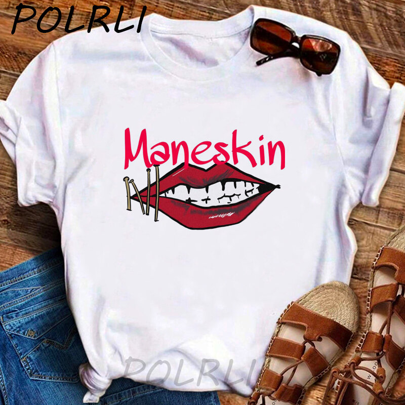 Maneskin конкурса Италия женская футболка в стиле «хип-хоп» в стиле панк рок одежда для женщин и мужчин, футболки футболка с короткими рукавами; ...