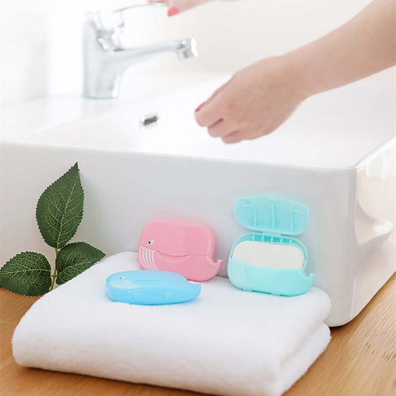 2021 gorąca sprzedaż papier jednorazowy mydło na zewnątrz podróży przenośne pudełko do mycia rąk pachnące plastry arkusze Mini mydło papierowe pudełko do spieniania