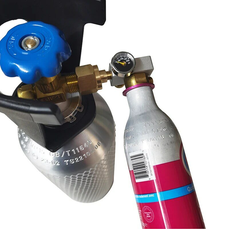 Adaptor stasiun isi ulang silinder CO2 aliran air Soda baru dengan pengukur koneksi cepat tangki CO2 botol W21.8-14 G3/4 CGA320