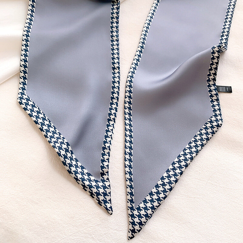Модный Шелковый шарф с цветочным принтом 2023, женские тонкие длинные шарфы на шею, узкая офисная Дамская шаль, банданы, женские обтягивающие повязки для волос