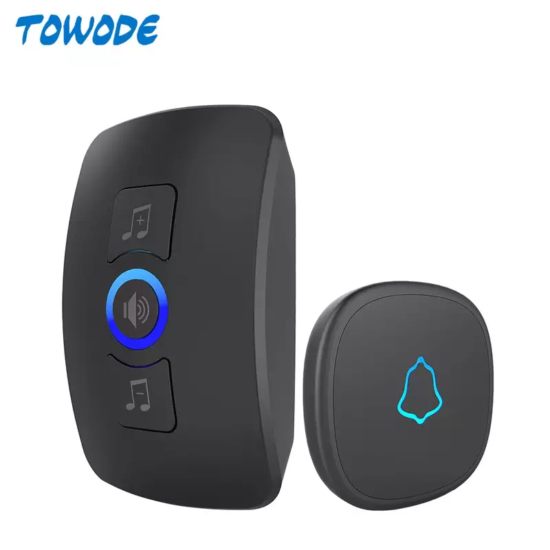 TOWODE Wireless Doorbell System EU Plug 433Mhz Home Security Welcome Smart Doorbell Kit 4 Level Volumes 32 Musics Adjustable