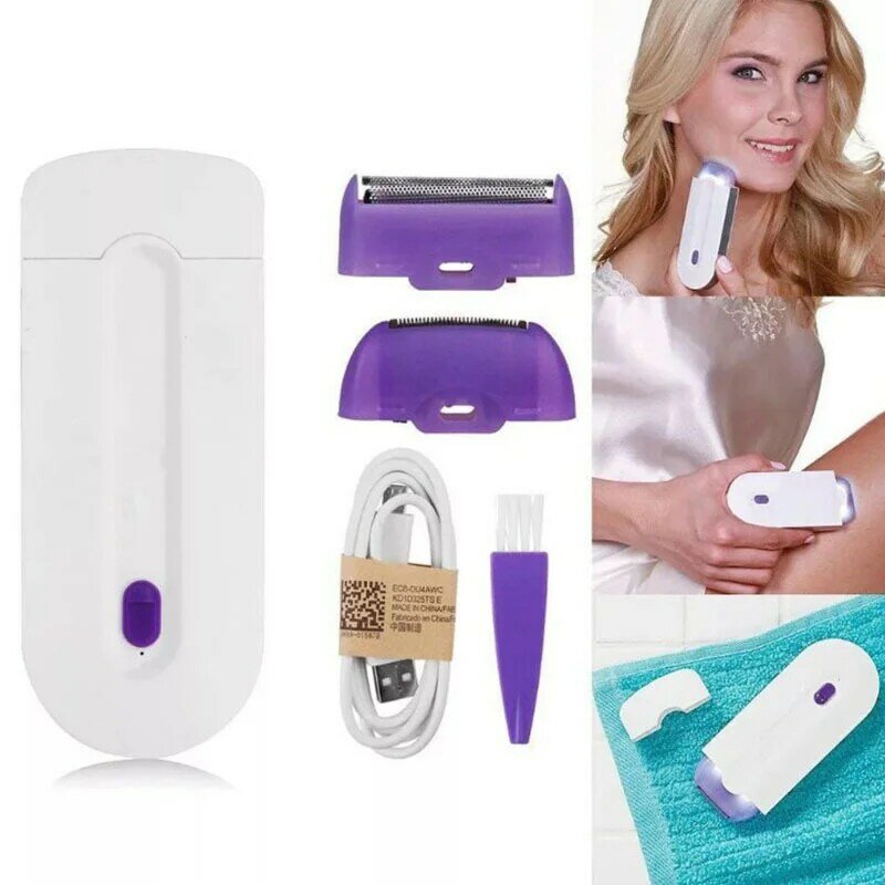 USB Rechargeable 2 IN 1 Portable Hair Remover Smooth Touch Removal Painless Light Safely Sensor Shaver Women Laser Epilator