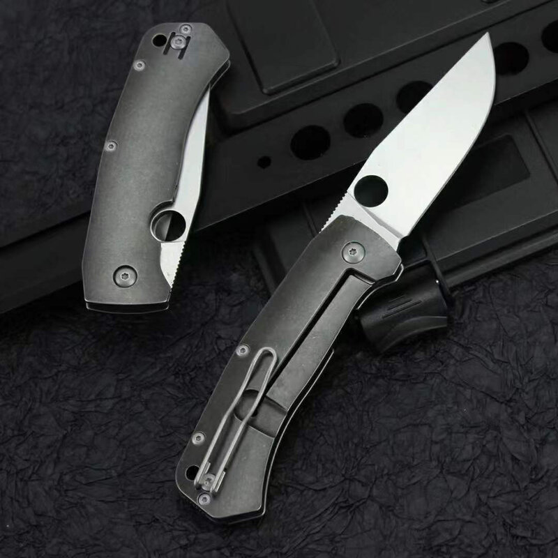 D2 Blade Titanium Alloys Handle C186 High Quality Hardness Folding Knife Saber Outdoor Safety Pocket Knives  EDC Tool-BY37