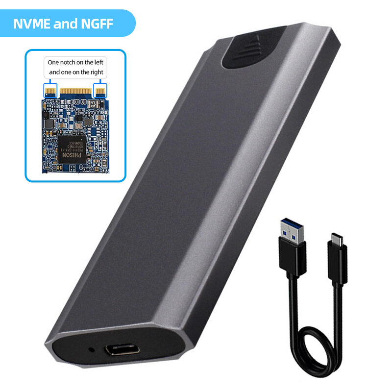 M.2 To USB Type C 3.1 SSD Enclosure 10Gbps NVME/NGFF Dual Protocol Supoort for WindowsmacOS/Android/HaemonyOS for SSD 2230- 2280