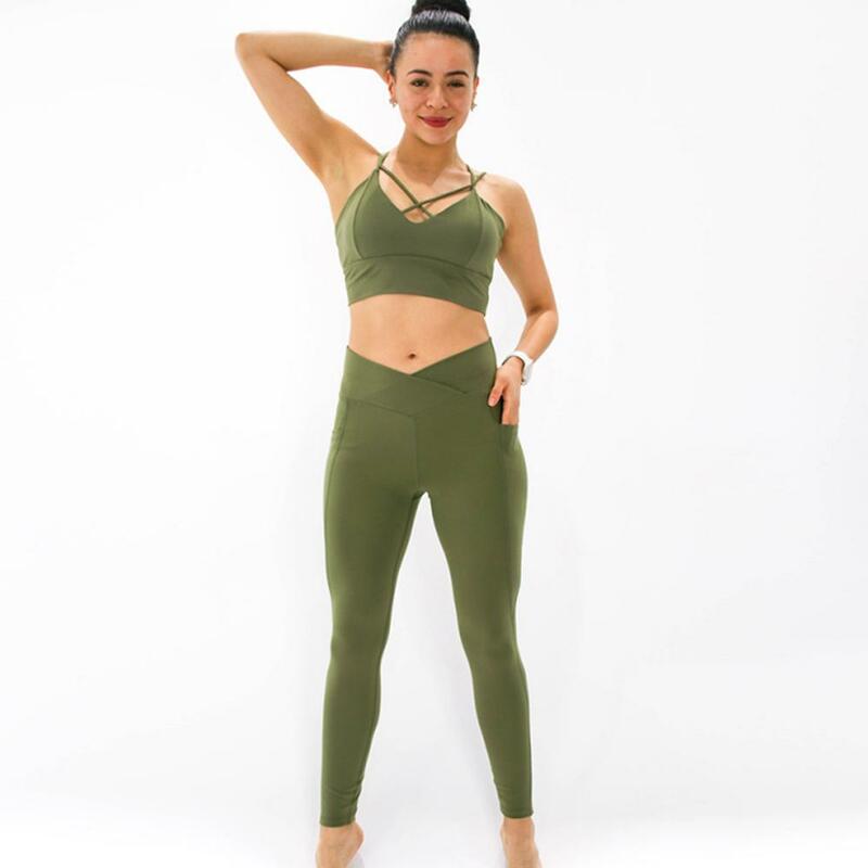 2/3-pces conjunto de yoga feminino esporte fitness ginásio roupas de mulher esportiva sem costura legging sutiã feminino topo de colheita treino agasalho