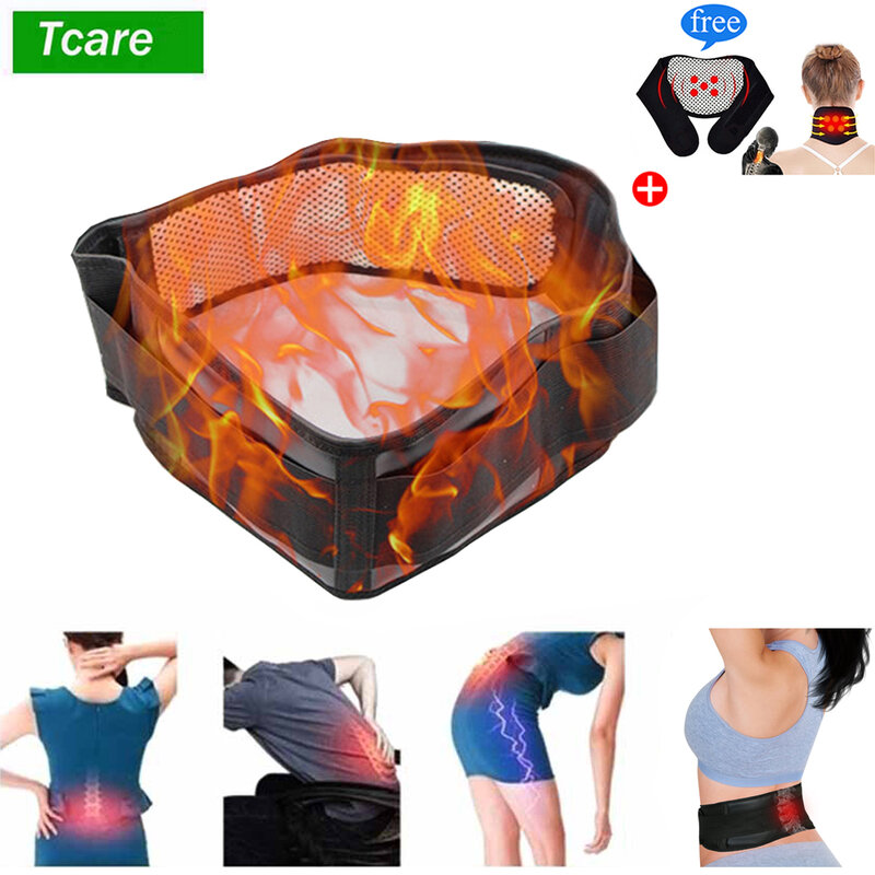 Tcare cintura ajustável turmalina auto aquecimento terapia magnética volta cintura suporte cinto cinta lombar massagem banda cuidados de saúde