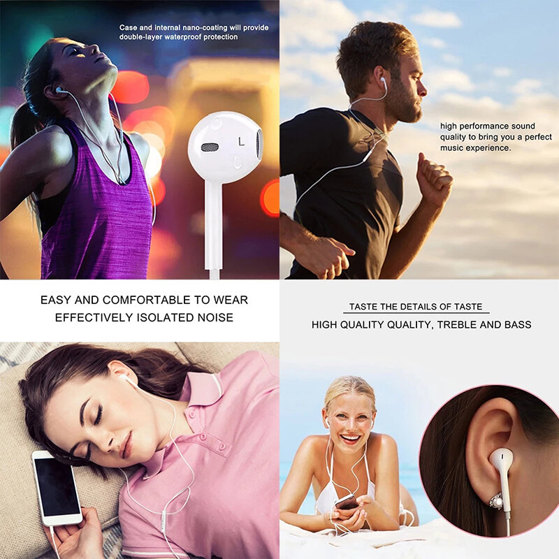 Wired Headphones In Ear Earphone for IPhone 13 12 7 8 Plus XS MAX 11 Pro Max Stereo Sound Wired Earbuds with Microphone Wire