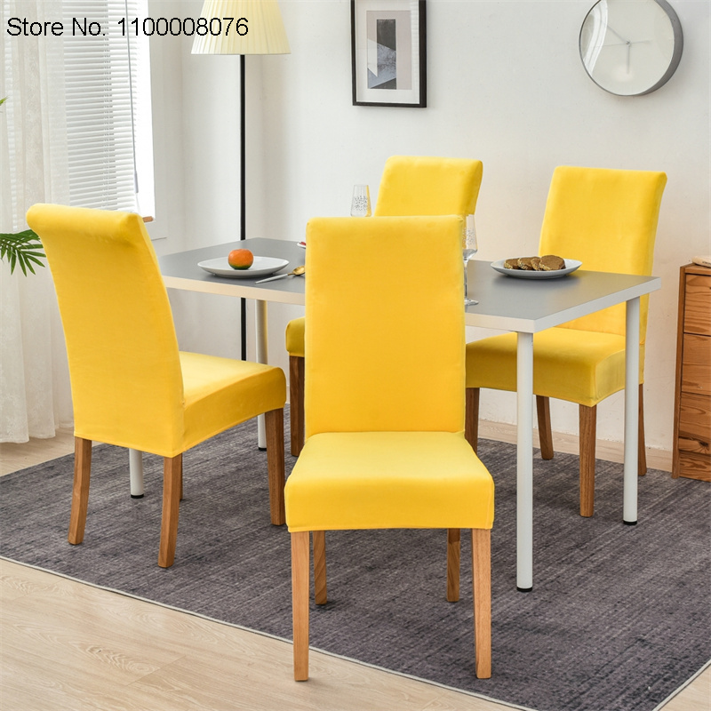 1/2/4/6 Pcs Velvet Dining Room Chair Cover Stretch Elastic Dining Chair Slipcover Spandex Case For Chairs Housse De Chaise