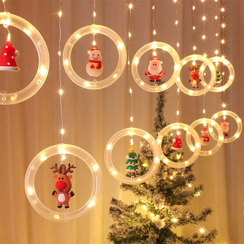 Stringa di luci per tende a Led di natale luci di modellazione rotonde di natale decorazione stringa di luce utilizzata per la decorazione della stanza di natale