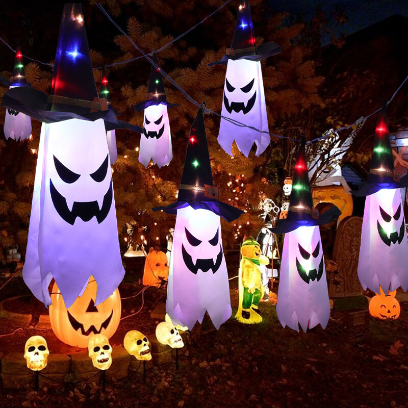 Luci di Halloween 5 Ghost Led String Lights decorazioni di Halloween decorazione spaventosa di Halloween per la festa in casa all'aperto al coperto