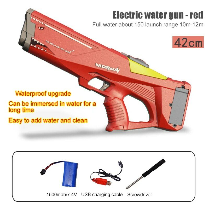 Nuova pistola ad acqua elettrica automatica per bambini giochi da spiaggia all'aperto piscina giocattoli estivi pistole ad acqua ad alta pressione di grande capacità per adulti