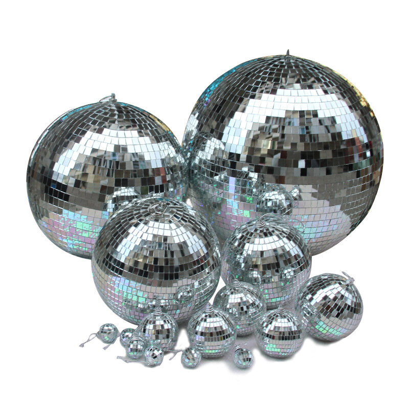 Mirror Ball 10/12/15/20cm Reflective Decorative Bar Disco Ball Wedding Glass Ball Cake Decoration White