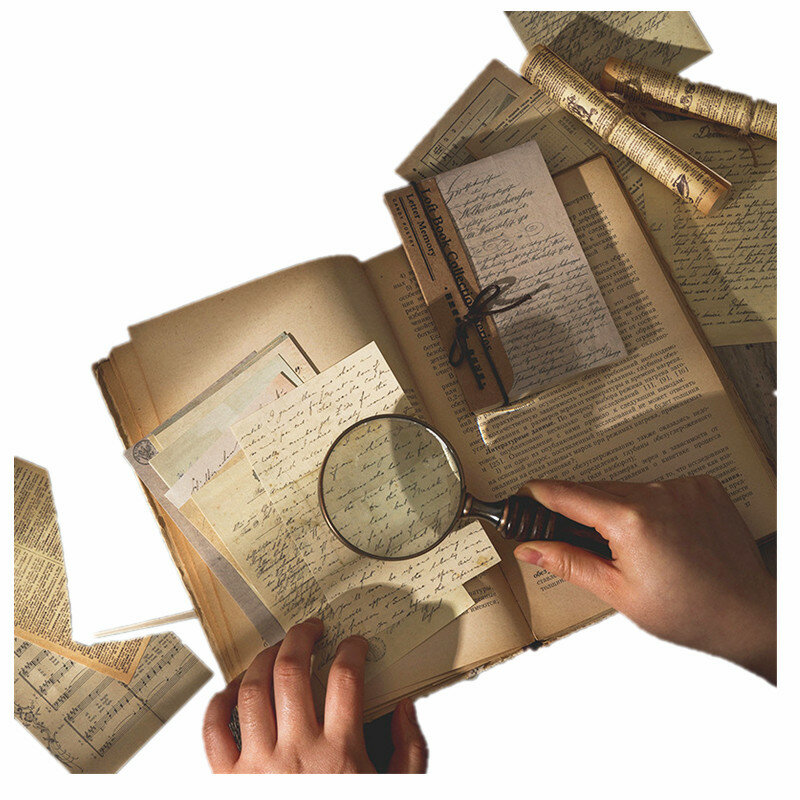 Kertas Origami Scrapbooking Kertas Bahan Retro 60 Lembar untuk Pembuatan Kartu Kertas Pendukung Pesan Buku Pegangan Huruf Album