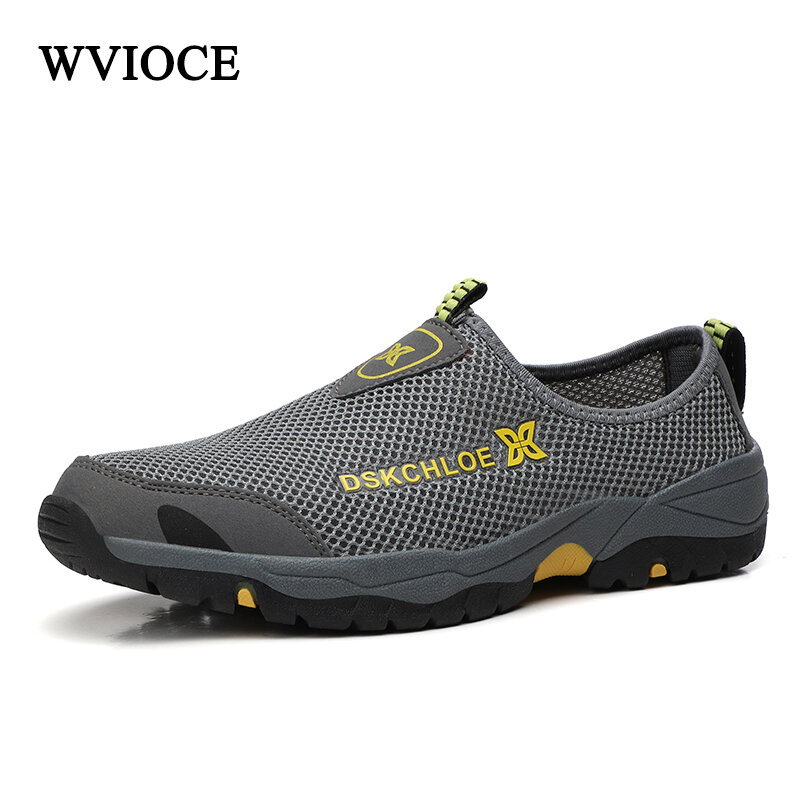 WVIOCE ผู้ชายรองเท้า Non-Slip สวมใส่รองเท้าผ้าใบกลางแจ้ง Breathable พื้นผิวตาข่ายสำหรับ Quick Drying ชายรองเท้า