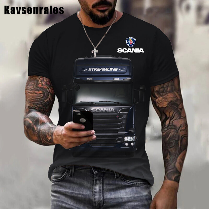 Camiseta 3D de camión pesado para hombres y mujeres, camisa informal de alta calidad, a la moda, con estampado de Tractor y camión, Tops de gran tamaño, 2022