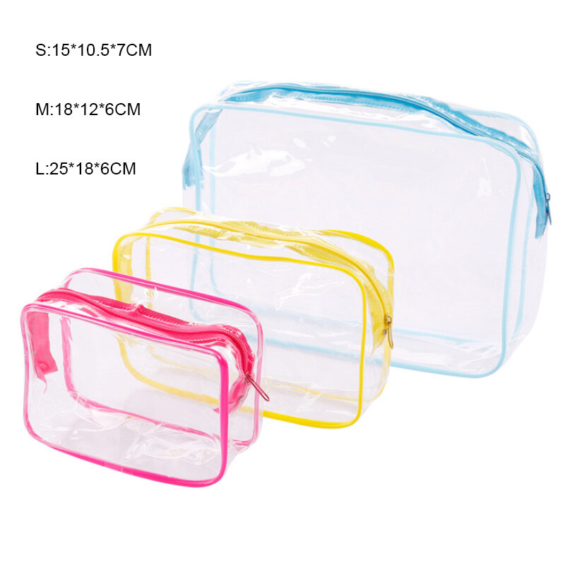 Transparente PVC Zipper Cosmetic Bag para Mulheres Sacos de maquiagem clara, Caso de beleza, Travel Make Up Organizer, Storage Bath Toiletry Wash Bag