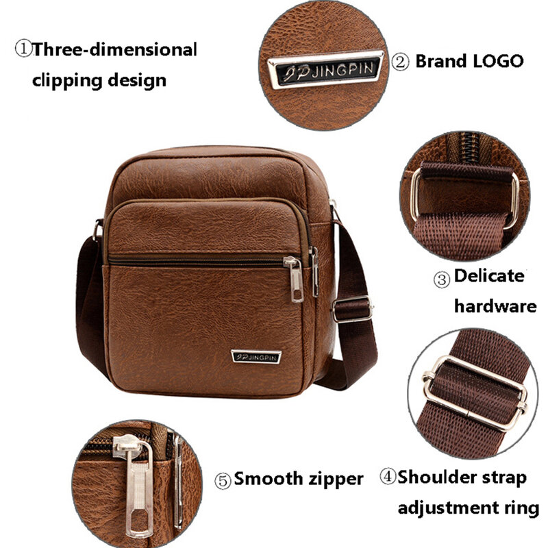 SUUTOOP Men's Fashion PU Leather Shoulder Bags Anti-theft Waterproof Crossbody Handbag Leather Messenger Sling Bag Pack For Male