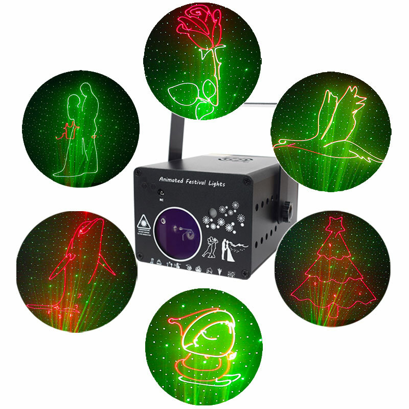 YSH DJ Disco Light 288 Pattern Animation Laser Projector Stage Light Effect Sound Activate Party Light for Wedding Vacation Club