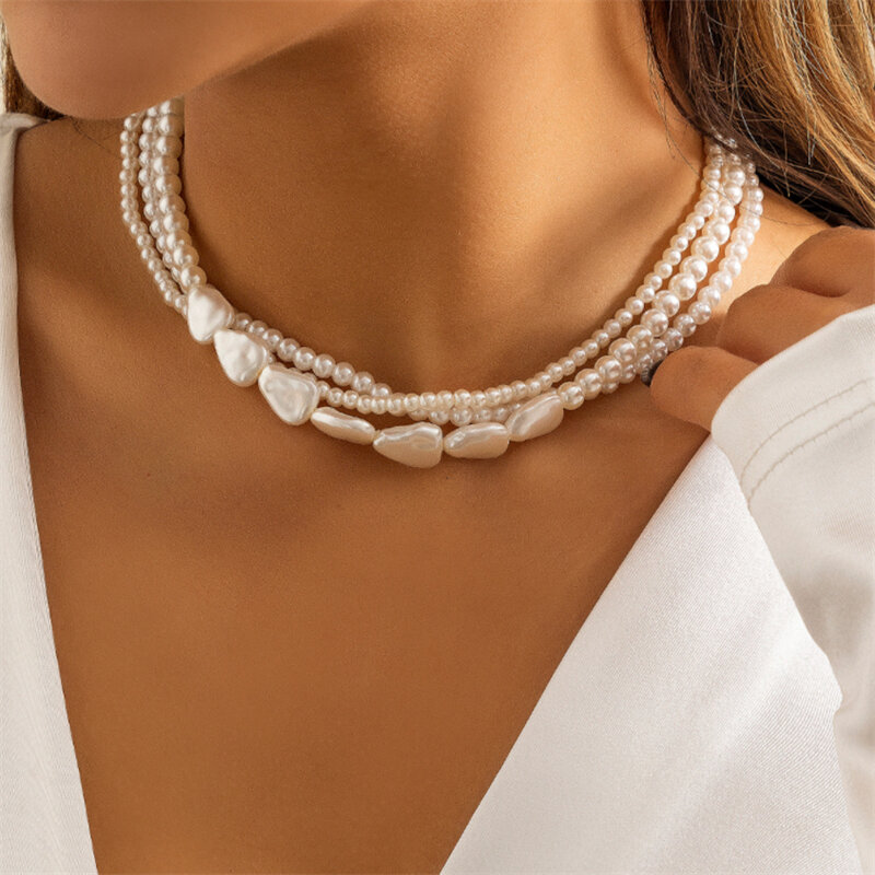 Collana a catena di perle asimmetriche XINSOM per donna collana in oro Color argento con dichiarazione di matrimonio per feste gioielli di moda regalo per ragazze