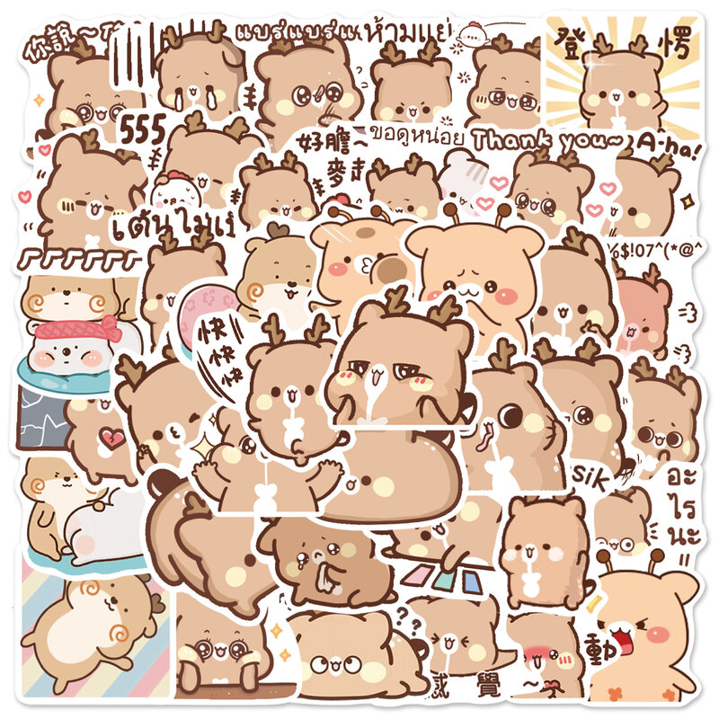 10/30/50pcs  Deer Cartoon Graffiti Stickers Kawaii Animal Cute Stickers Aesthetic Art Funny Laptop Diy Kids Toys Decal Stickers