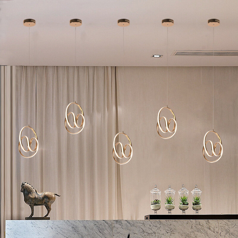 Lampadario a Led in oro semplice e moderno illuminazione della camera da letto personalità creativa ristorante Nordic Bar soggiorno lampadario
